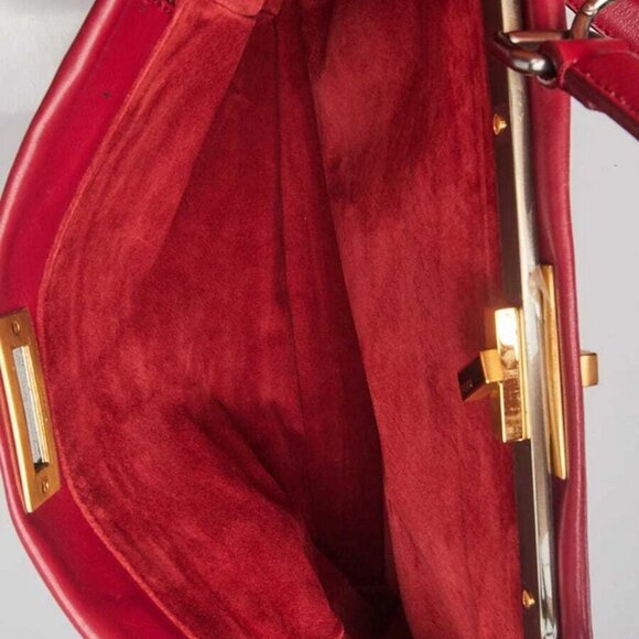 Fendi Red Leather Large Peekaboo Satchel Bag - Picture 10 of 12